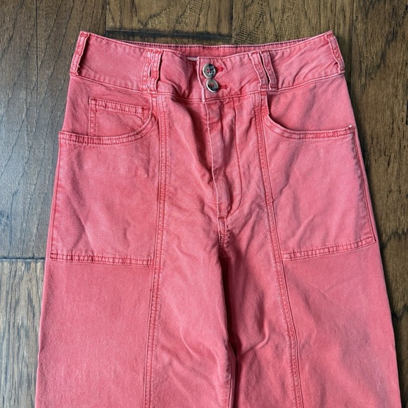 Pilcro Women's 27 Wide Leg Cropped Pants High Rise Stretch Boho Spring - Picture 3 of 14